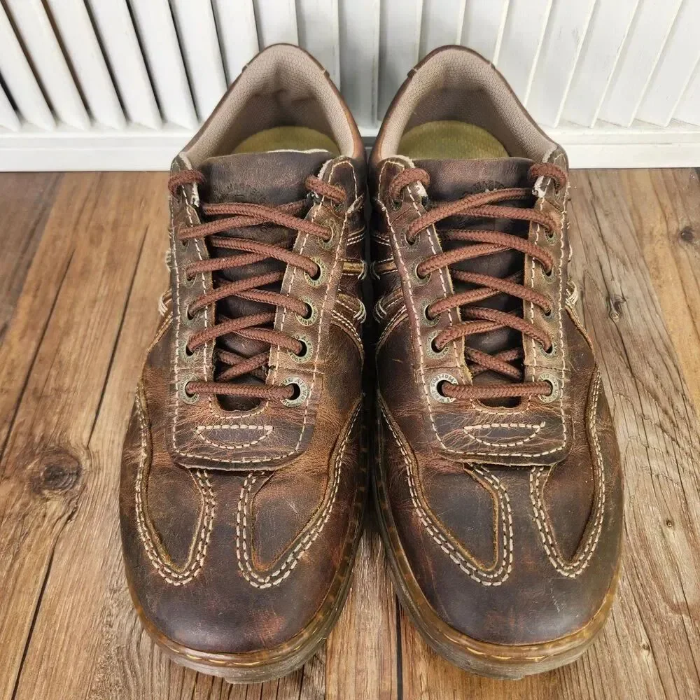 Dr Martens Kurt Sneakers Mens Sz 9 Brown Distressed Leather Lace Up Casual Shoes